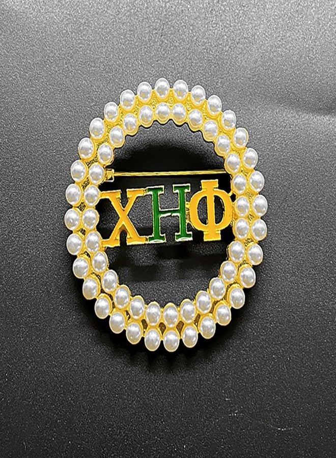 muiot Exquisite CHI ETA PHI Sorority Enamel Letter Imitation Pearl Brooch - Round Metal Jewelry Pin - Image 5